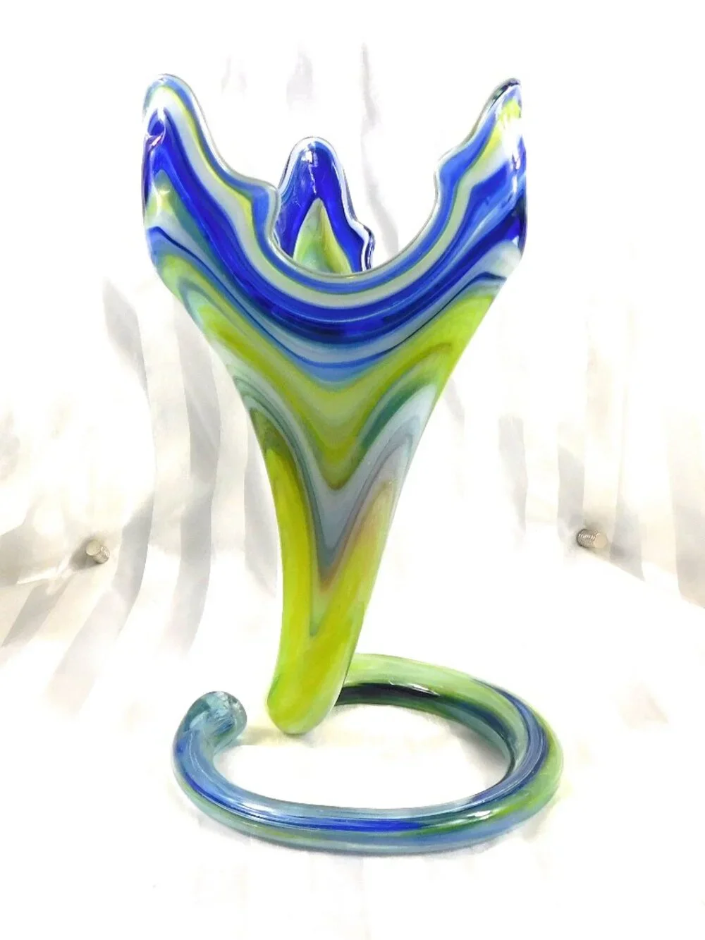 Blue and Yellow Art Glass Vase # 27162